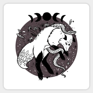 Fox Jumping, Snake, Moon Phases, Nature, And Gemstones Sticker